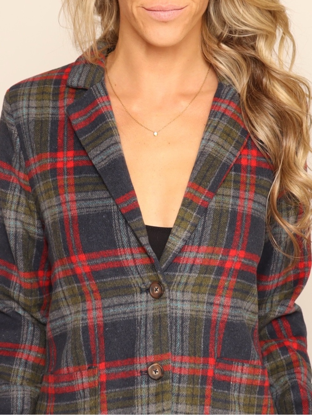 NWT! Aura Women's Black & Red Plaid Blazer Jacket Coat - Picture 3 of 4